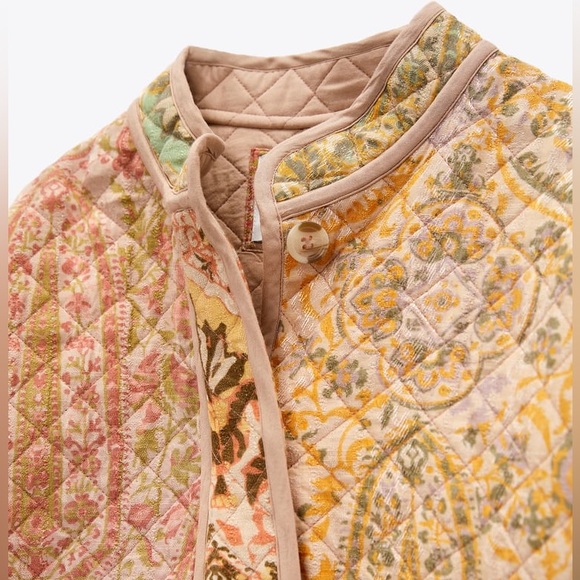 Zara | Jackets u0026 Coats | Zara Padded Jacquard Pink Quilt Jacket Size M |  Poshmark